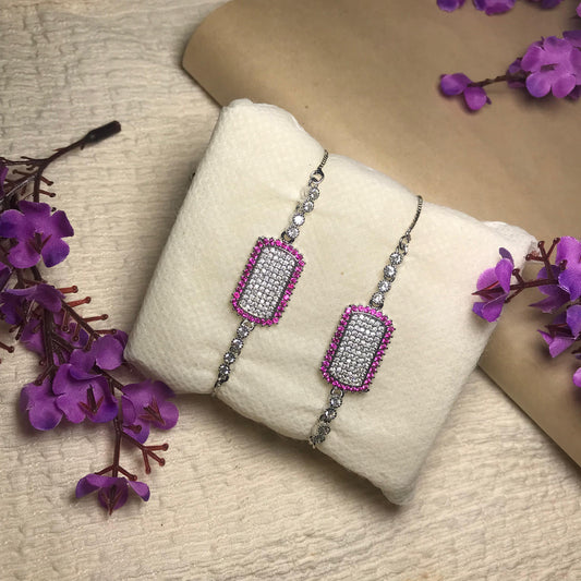 Elegant Stainless Steel Pink & Silver Crystal Bracelet – Adjustable Sparkling Design